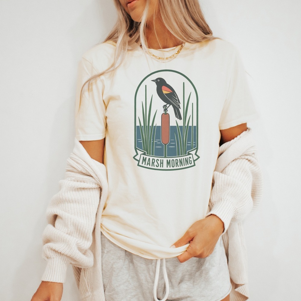 Marsh Morning Retro Nature Print Boho Tee